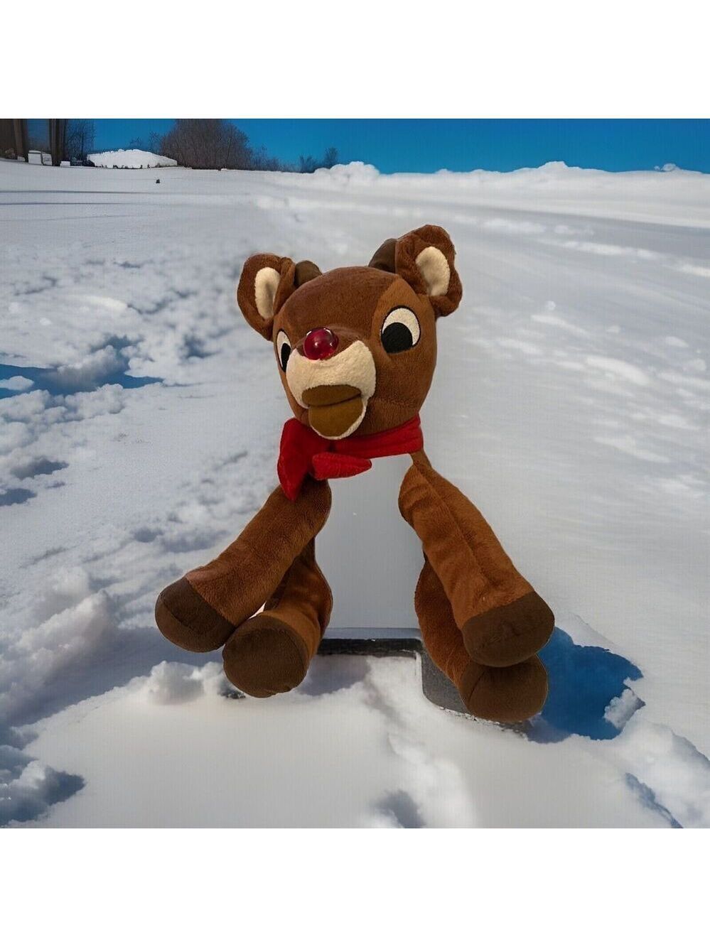 Rudolph The Red Nosed Reindeer Stuffed Animal 10" Tall With Blinking Nose